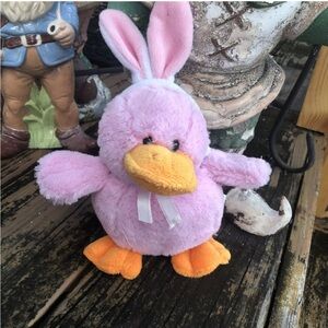 Hug & Luv Duck Chick Bunny Rabbit Ears Plush Stuffed Animal Pink Orange 8”